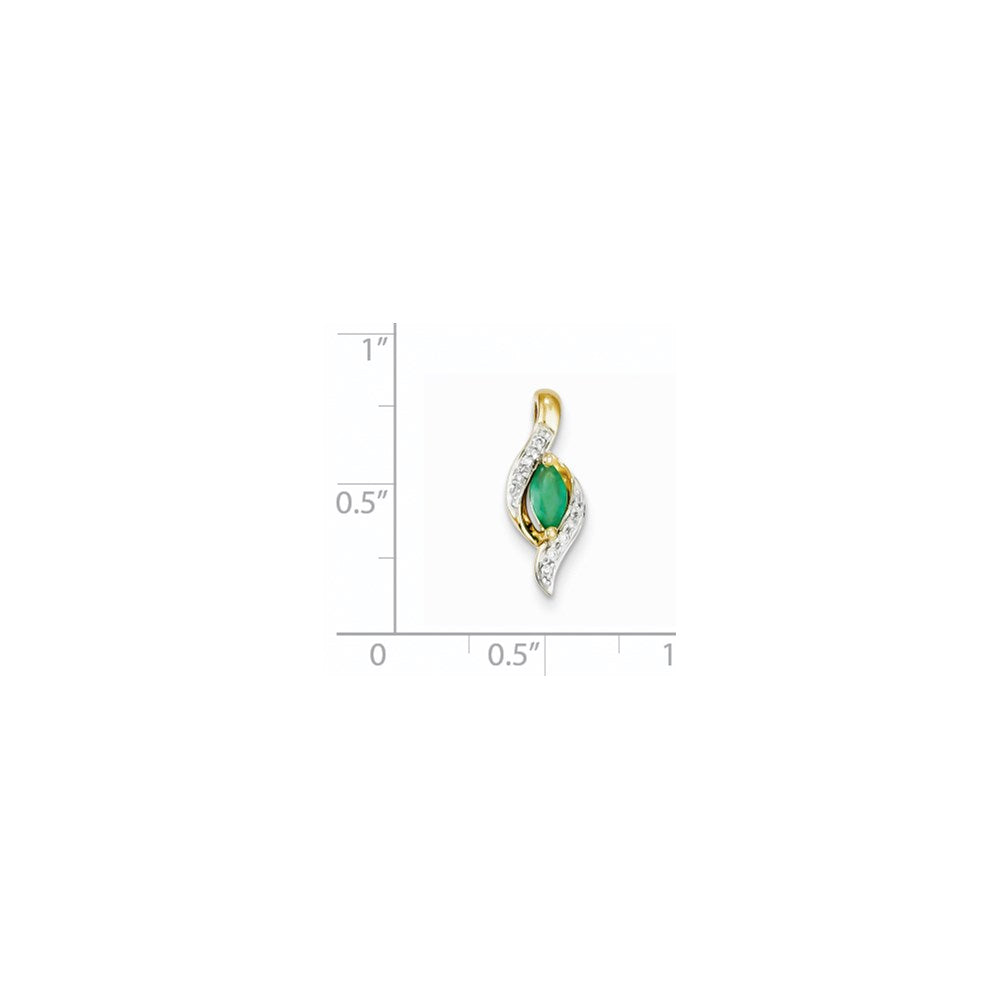 14K Gelbgold Anhänger mit echtem Diamant und Smaragd