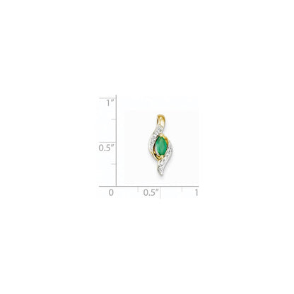 14K Gelbgold Anhänger mit echtem Diamant und Smaragd