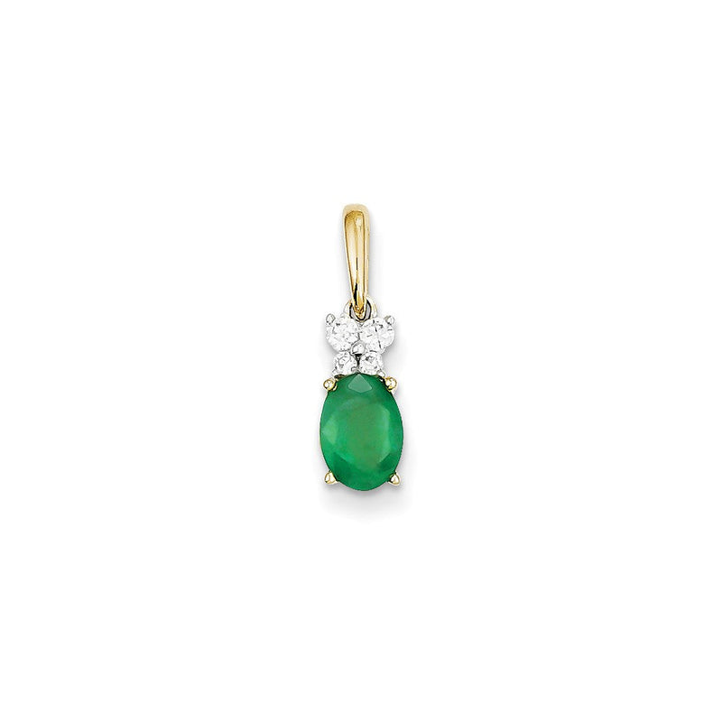 14K Bicolor Gold Anhänger mit echtem Diamant und Smaragd