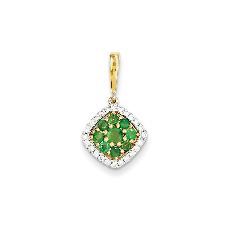 14K Gelbgold Anhänger mit echtem Diamant und Smaragd
