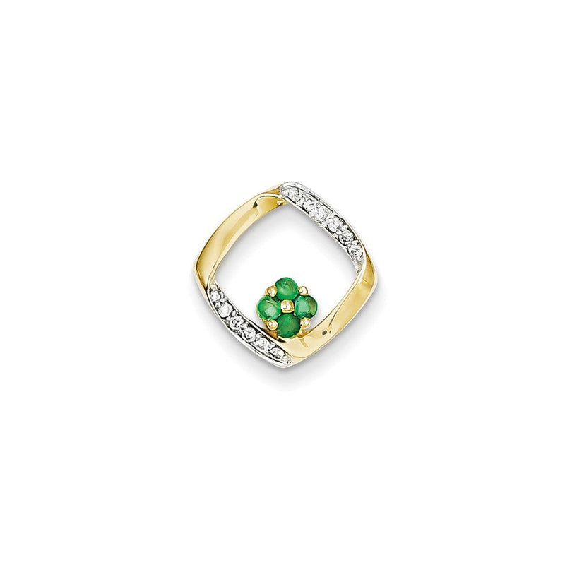 14K Gelbgold Anhänger mit echtem Diamant & Smaragd