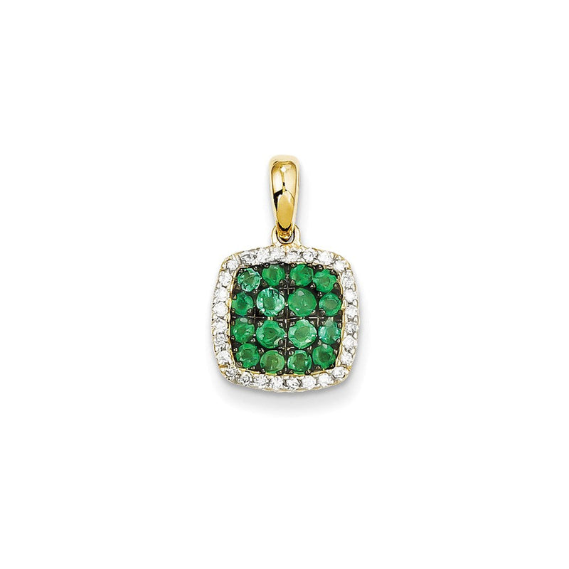 14K Gelbgold Anhänger mit echtem Diamant und Smaragd