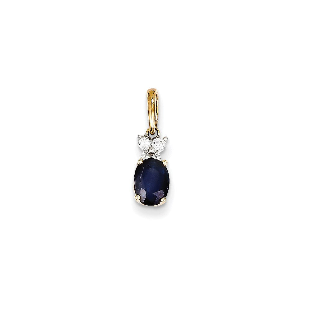 14K Bicolor-Gold Anhänger mit echtem Diamant und Saphir
