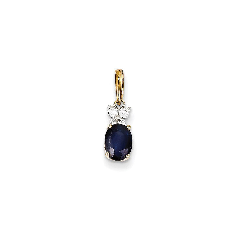 14K Bicolor-Gold Anhänger mit echtem Diamant und Saphir