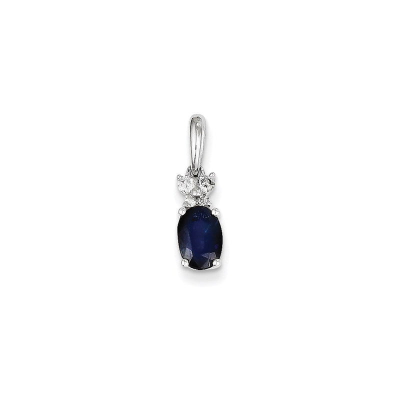 14K Weißgold Echter Diamant- und Saphir-Anhänger