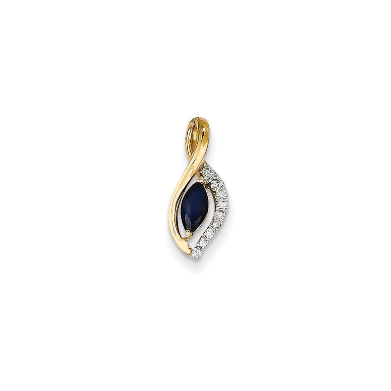14K Gelbgold Anhänger mit echtem Diamant und Saphir