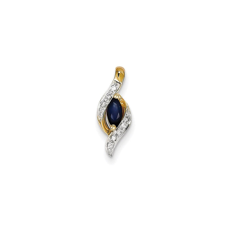14K Gelbgold Echter Diamant- & Saphir-Anhänger