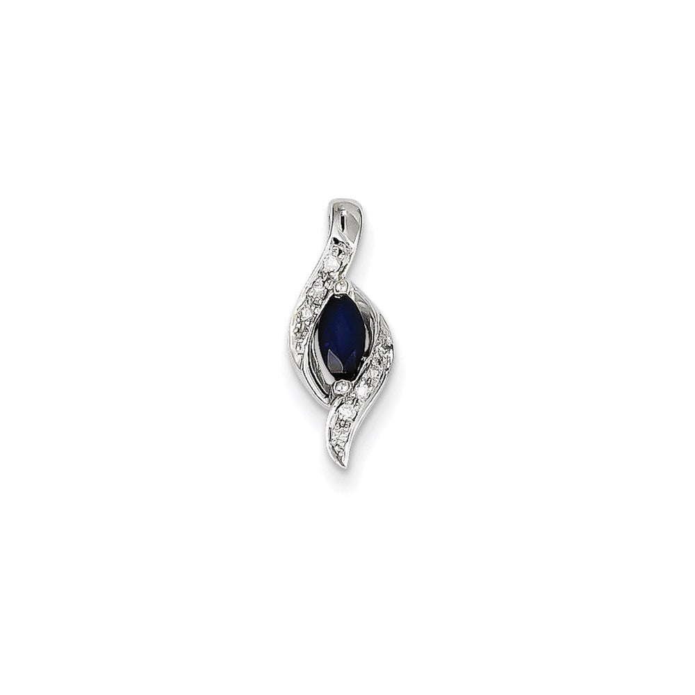 14K Weißgold Anhänger mit echtem Diamant und Saphir