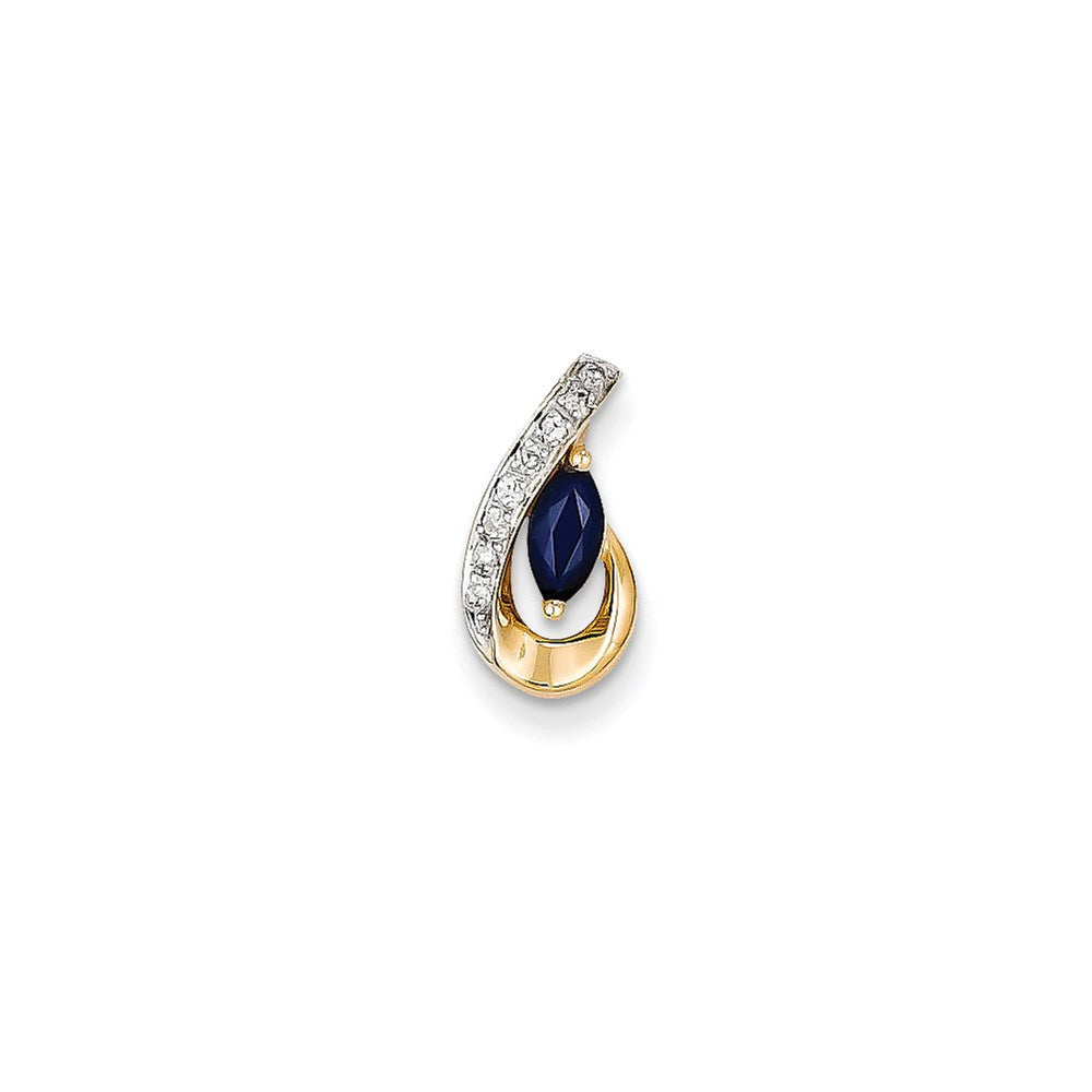 14K Gelbgold Anhänger mit echtem Diamant und Saphir
