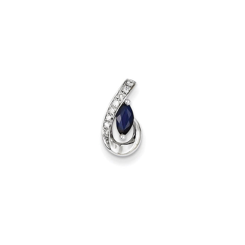 14K Weißgold Anhänger mit echtem Diamant und Saphir