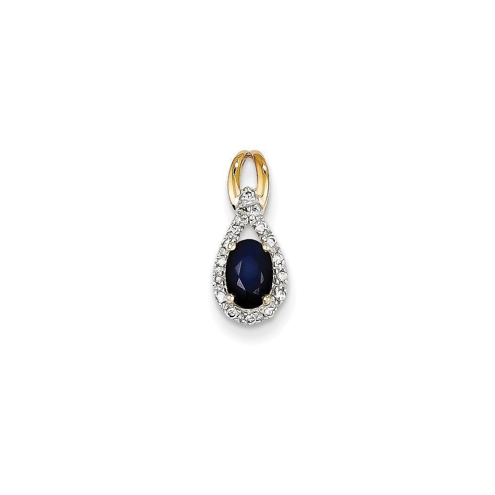 14K Gelbgold Anhänger mit echtem Diamant und Saphir