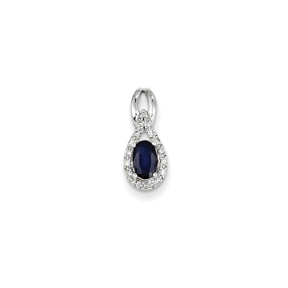 14K Weißgold Anhänger mit echtem Diamant und Saphir