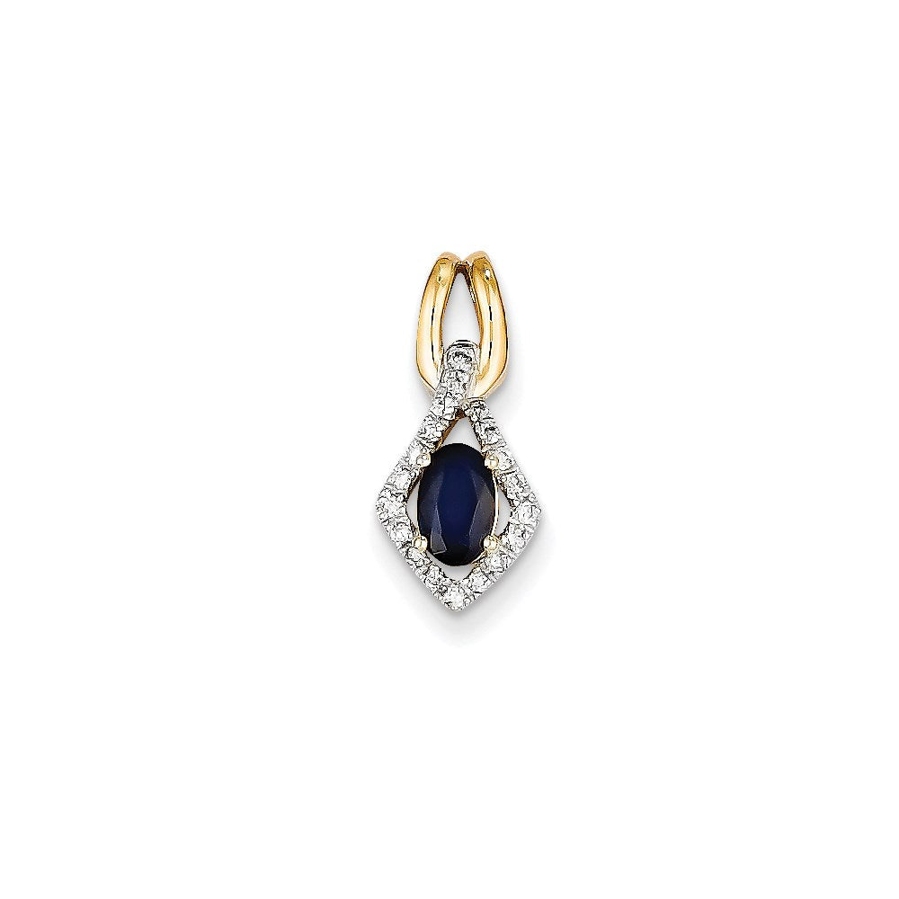 14K Gelbgold Anhänger mit echtem Diamant und Saphir