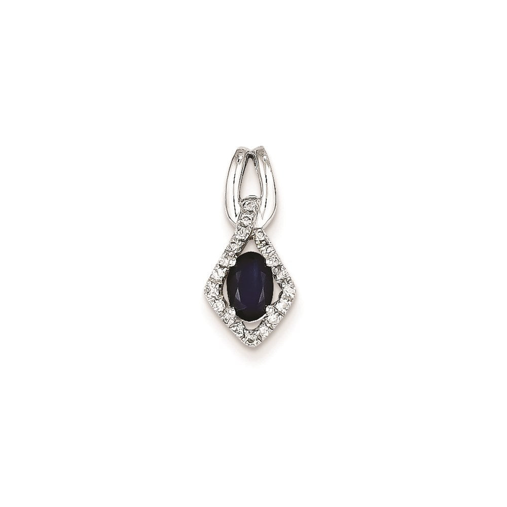 14K Weißgold Anhänger mit echtem Diamant und Saphir