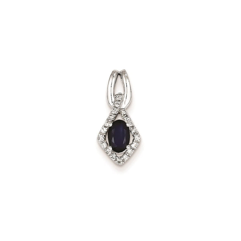 14K Weißgold Anhänger mit echtem Diamant und Saphir