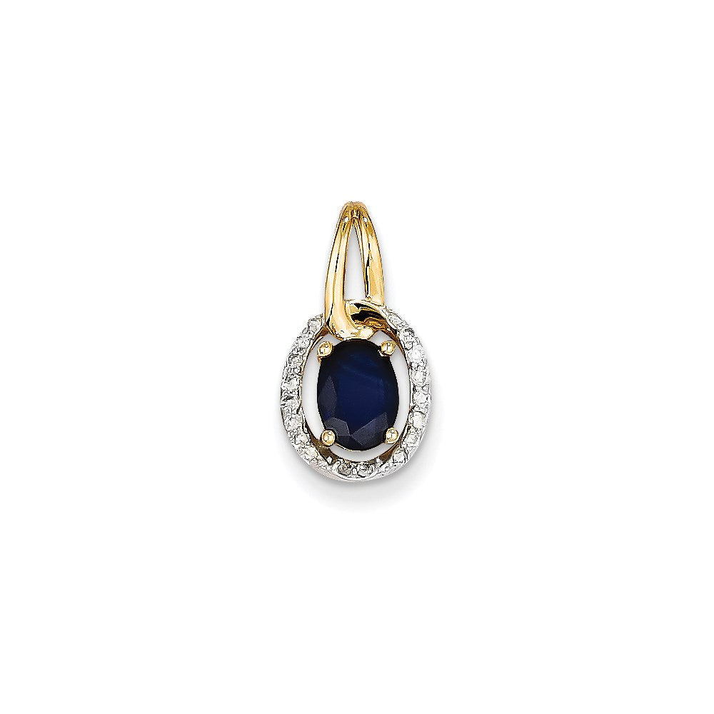 14K Gelbgold Anhänger mit echtem Diamant und Saphir