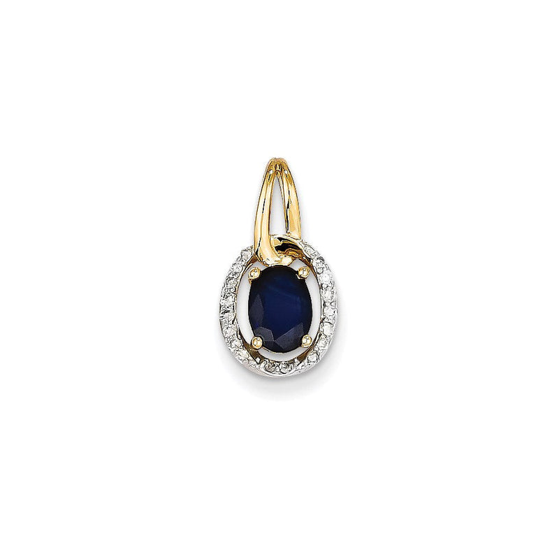 14K Gelbgold Anhänger mit echtem Diamant und Saphir
