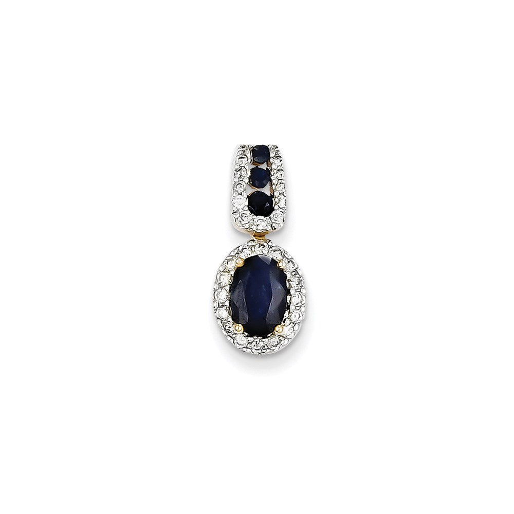 14K Gelbgold Anhänger mit echtem Diamant und Saphir