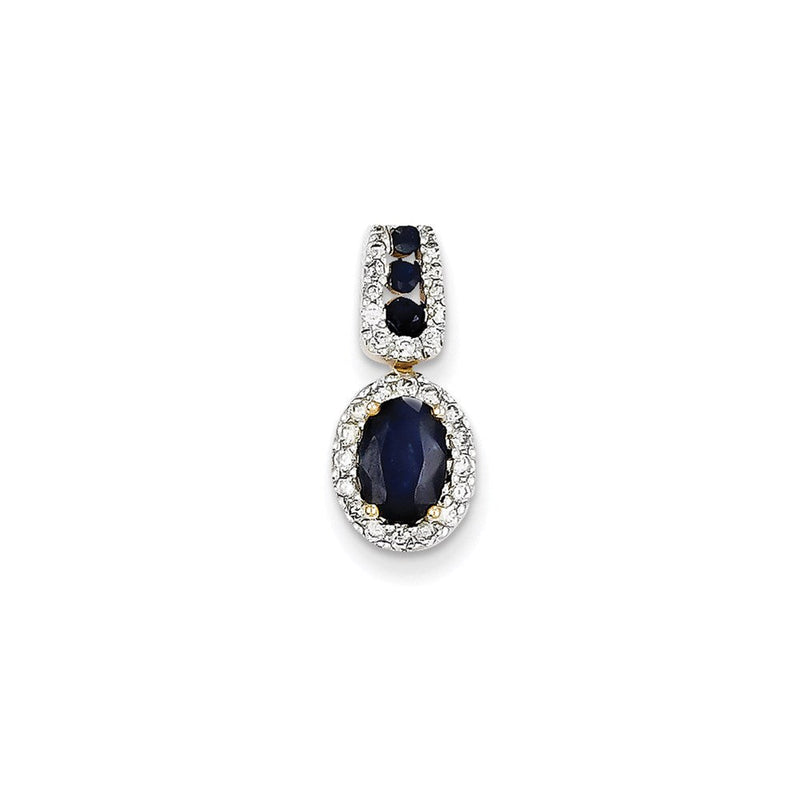 14K Gelbgold Anhänger mit echtem Diamant und Saphir