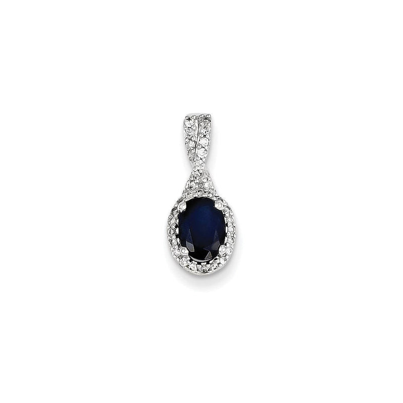 14K Weißgold Anhänger mit echtem Diamant und Saphir