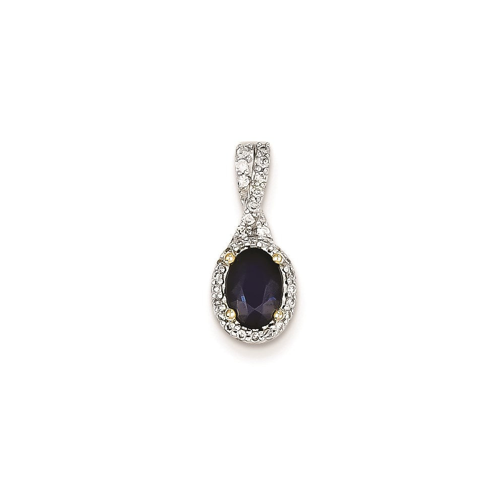 14K Gelbgold Anhänger mit echtem Diamant und Saphir