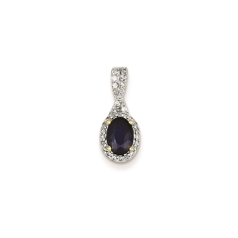 14K Gelbgold Anhänger mit echtem Diamant und Saphir
