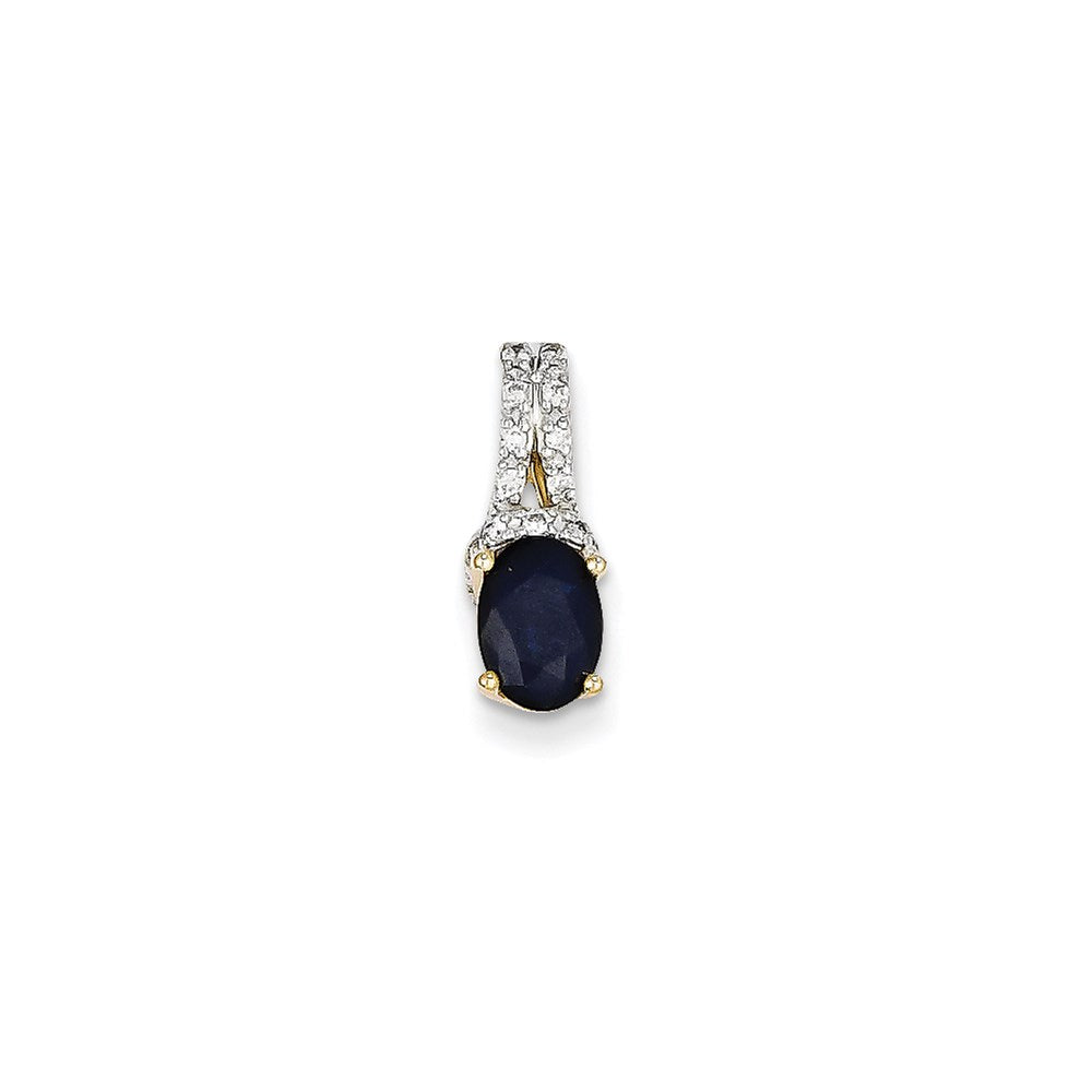 14K Gelbgold Echter Diamant- und Saphir-Anhänger