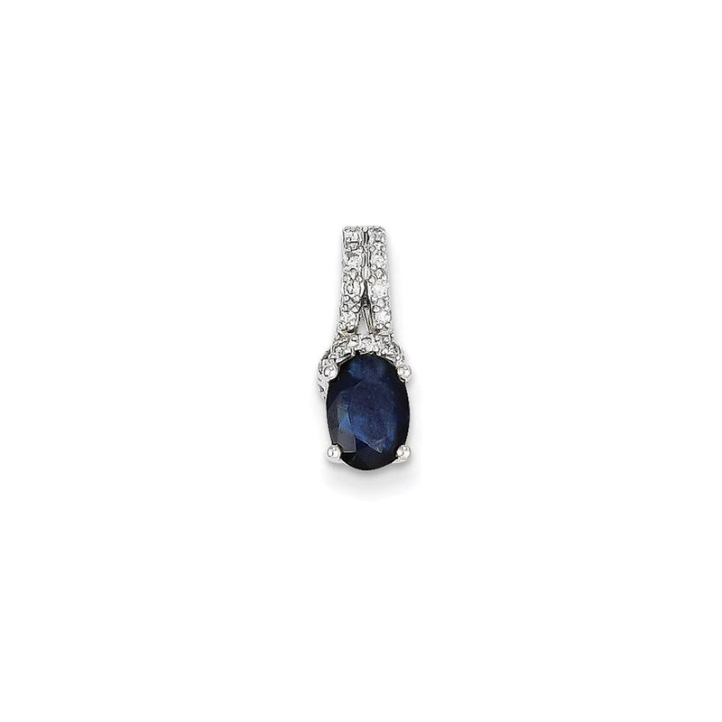 14K Weißgold Echtdiamant- und Saphir-Anhänger