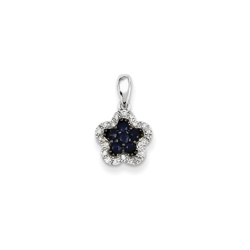 Anhänger aus 14K Weißgold mit echtem Diamant und Saphir