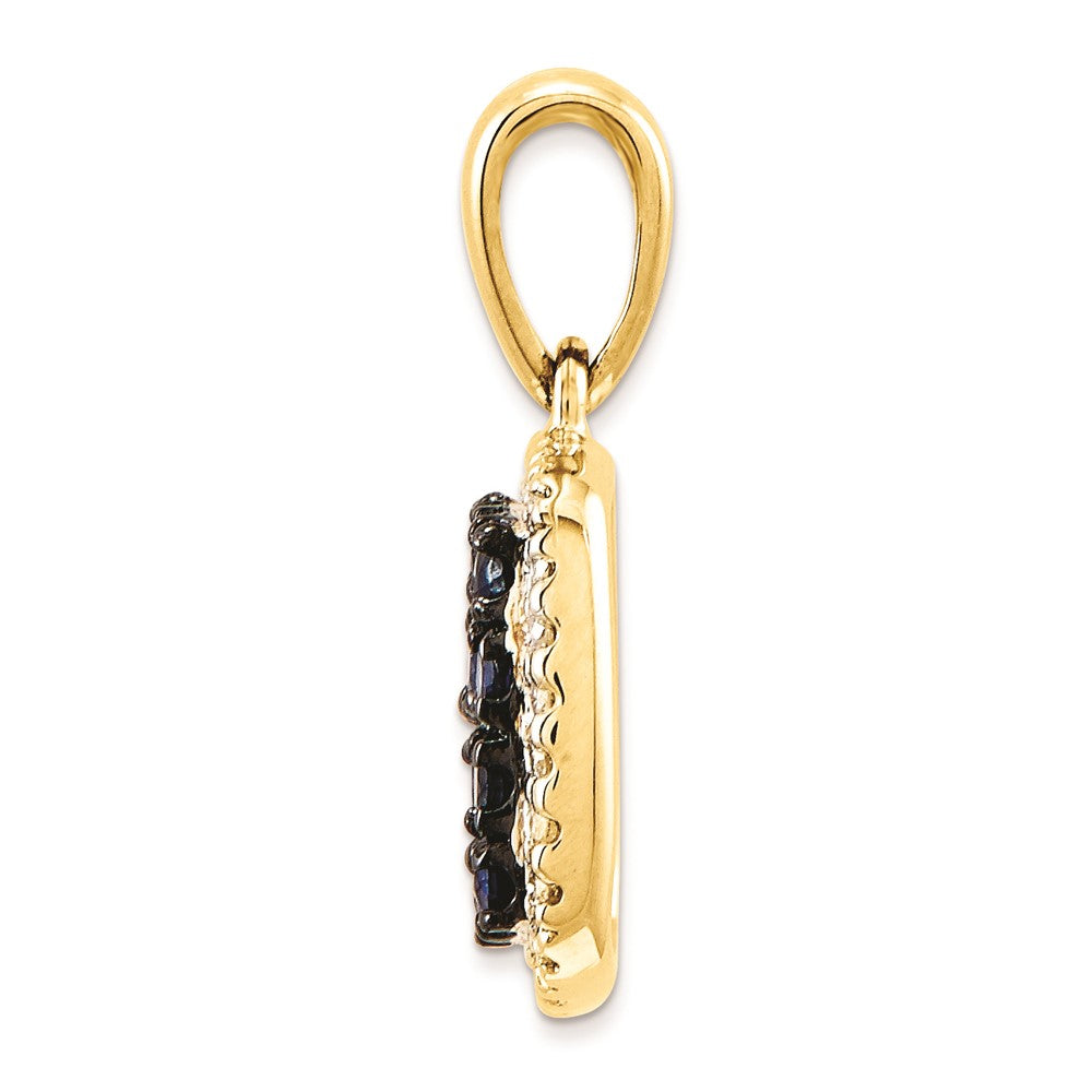 14K Gelbgold Anhänger mit echtem Diamant und Saphir