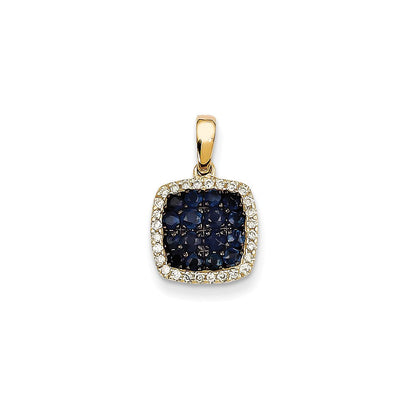 14K Gelbgold Anhänger mit echtem Diamant und Saphir