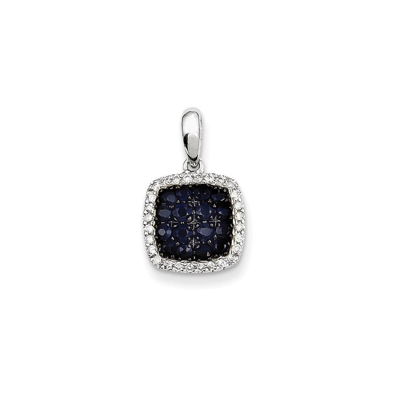 14K Weißgold Anhänger mit Diamant und Saphir