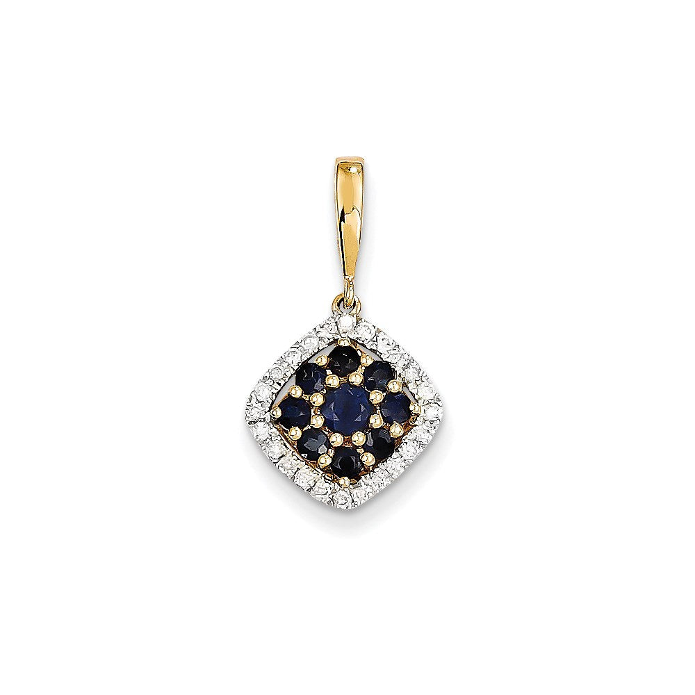14K Gelbgold Anhänger mit echtem Diamant und Saphir