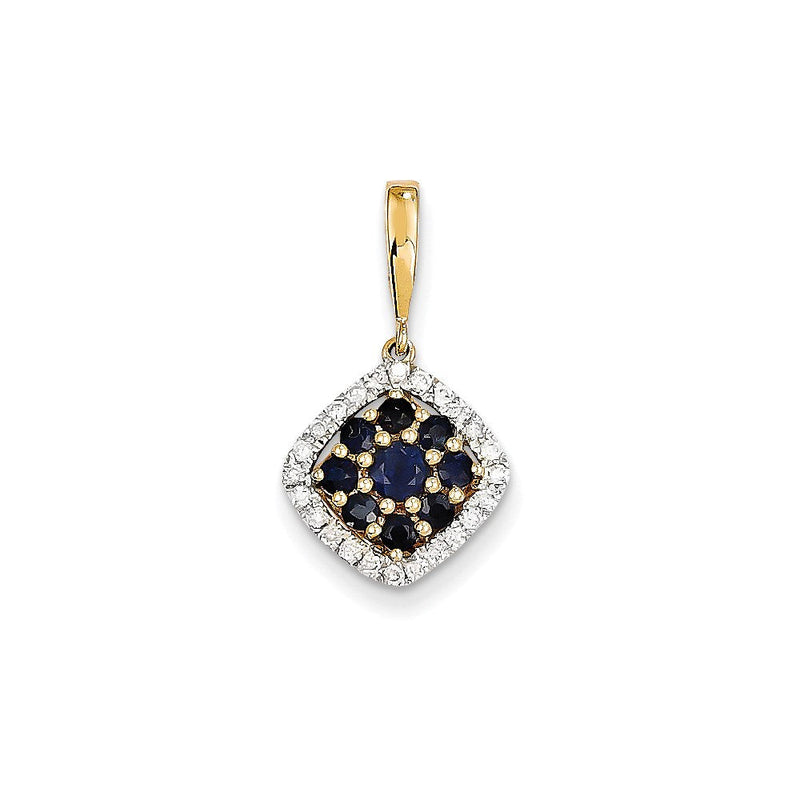 14K Gelbgold Anhänger mit echtem Diamant und Saphir