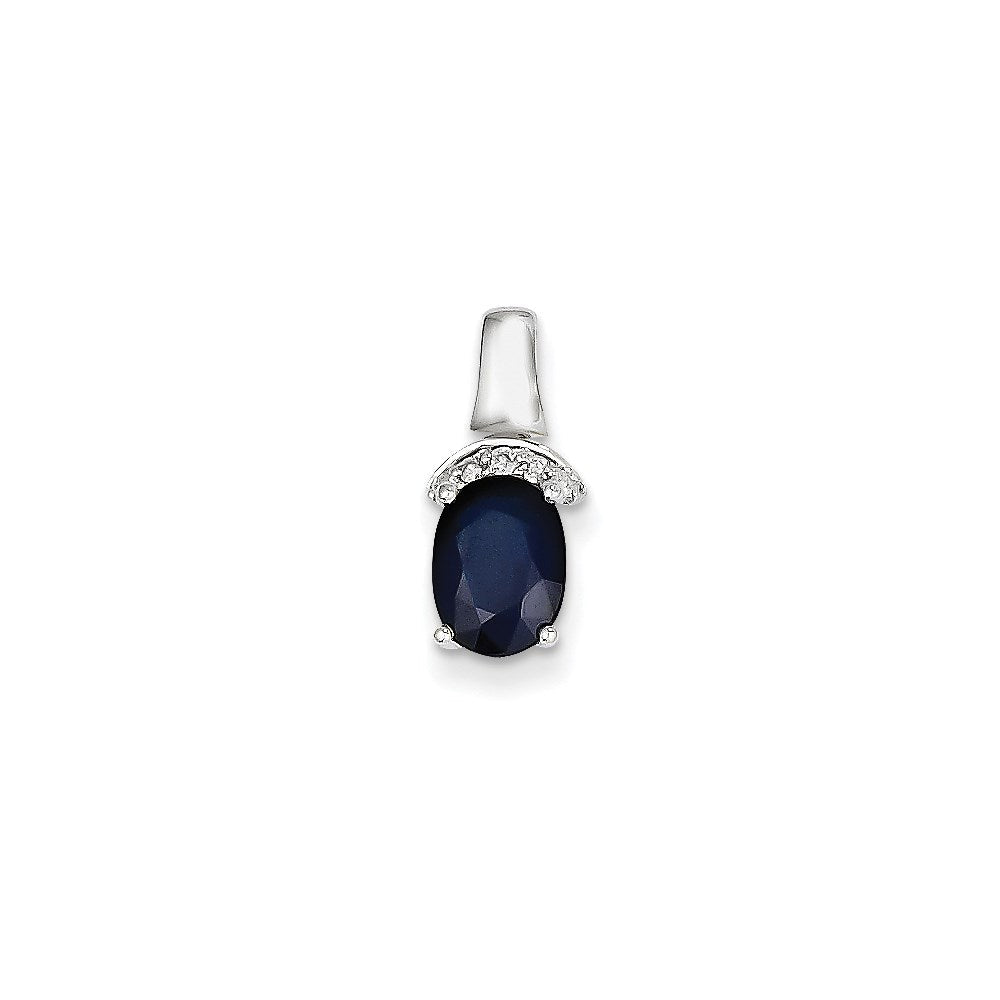 Anhänger mit echtem Diamant und Saphir aus 14K Weißgold