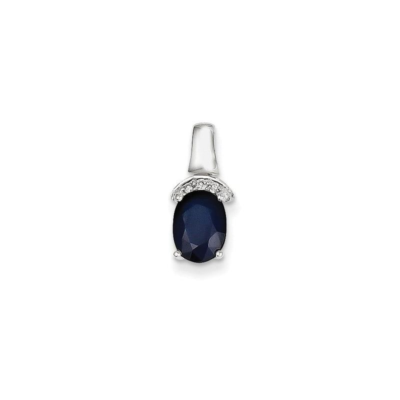 Anhänger mit echtem Diamant und Saphir aus 14K Weißgold