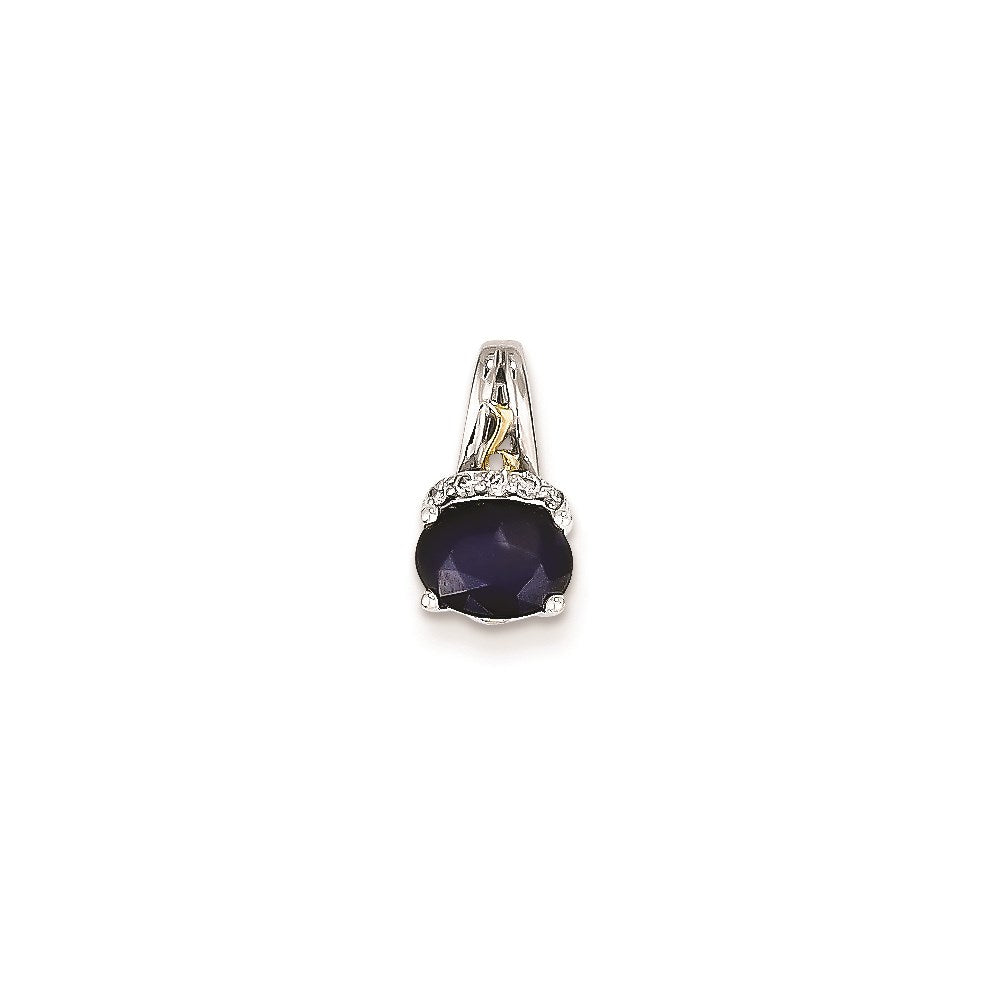 14K Weißgold & Gelbrhodium Echtdiamant- & Saphir-Anhänger