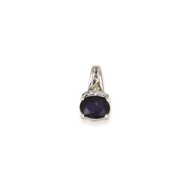 14K Weißgold & Gelbrhodium Echtdiamant- & Saphir-Anhänger