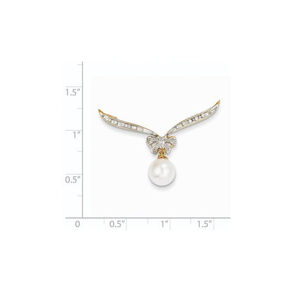 14K Gelbgold Anhänger mit echten Diamanten und Süßwasserzuchtperlen zum Aufgleiten