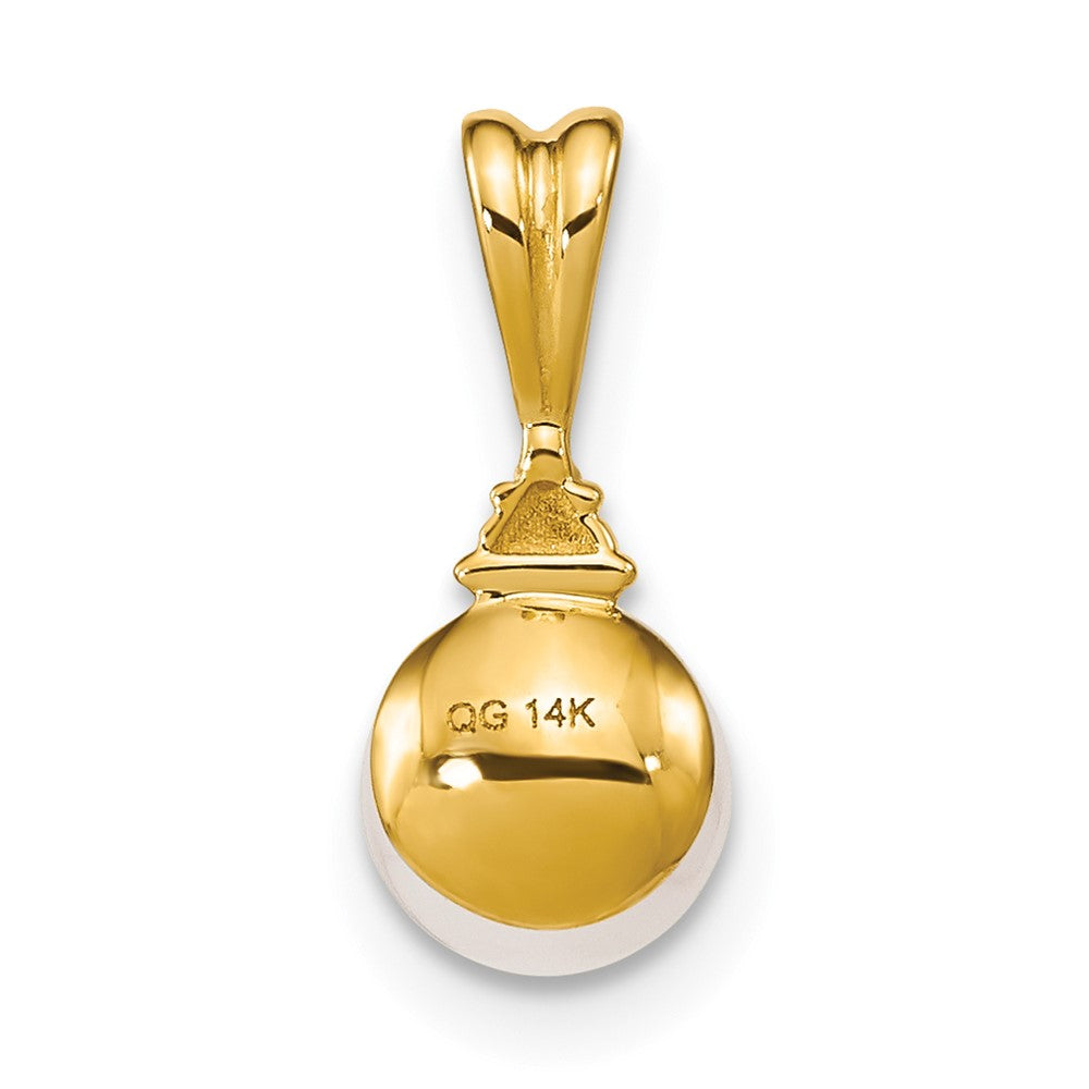 14K Gelbgold Anhänger mit weißen runden Süßwasser-Zuchtperlen (6-7 mm) und Diamanten