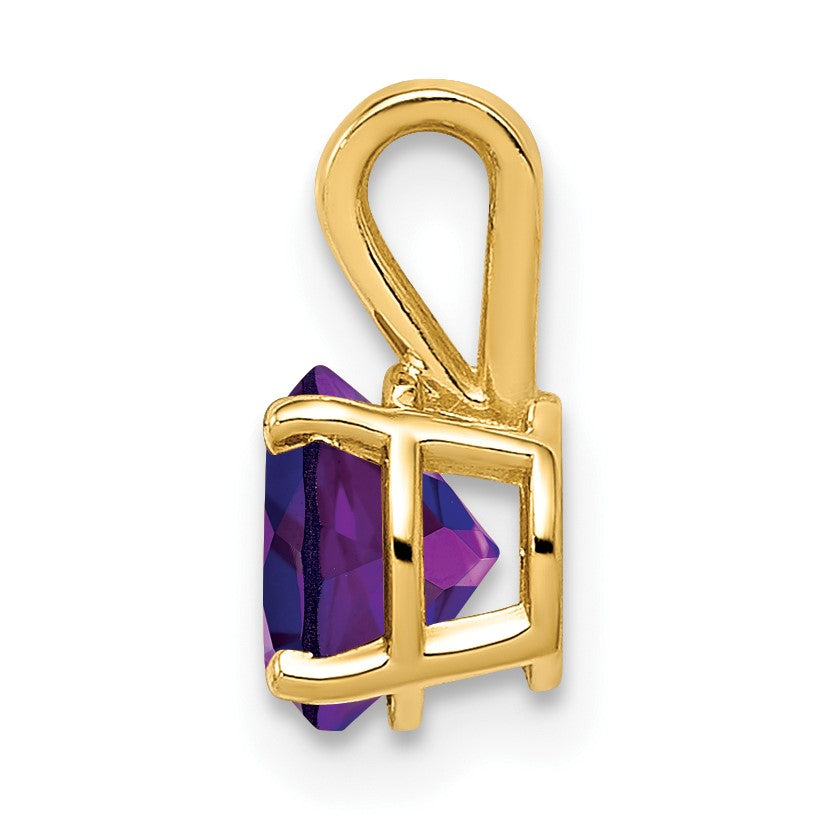 14K Gelbgold Anhänger mit 6 mm Amethyst im Schachbrettschliff