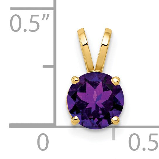 14K Gelbgold Anhänger mit 6 mm Amethyst im Schachbrettschliff