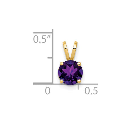 14K Gelbgold Anhänger mit 6 mm Amethyst im Schachbrettschliff