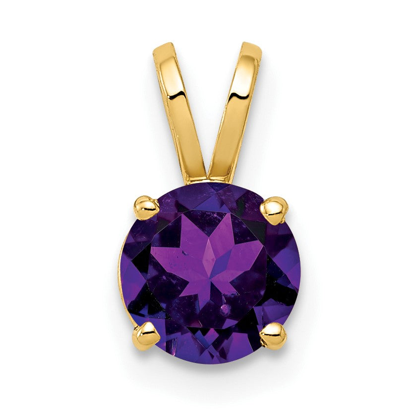14K Gelbgold Anhänger mit 6 mm Amethyst im Schachbrettschliff