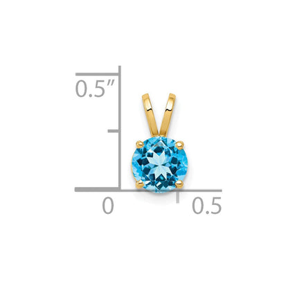 14K Gelbgold Anhänger mit 6 mm Blautopas