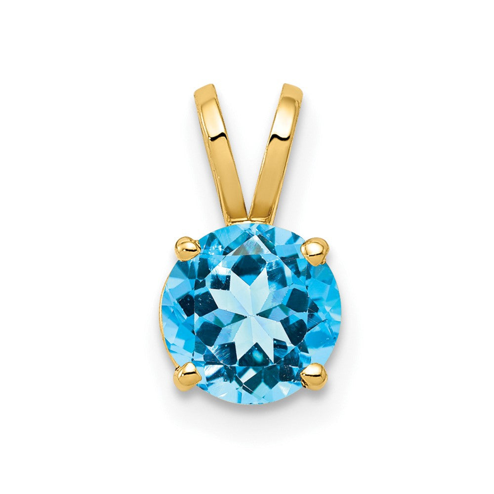 14K Gelbgold 6mm Blautopas Checker-Anhänger
