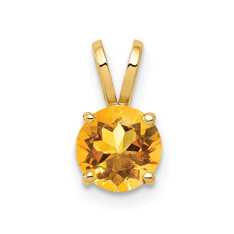 14K Gelbgold Citrin-Anhänger im Schachbrettschliff, 6 mm