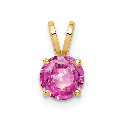 14K 6 mm Rosa-Saphir-Anhänger