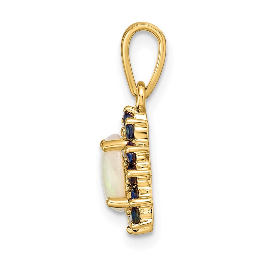 14K Gelbgold Anhänger mit echtem Opal und Saphir