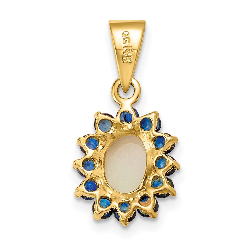 14K Gelbgold Anhänger mit echtem Opal und Saphir